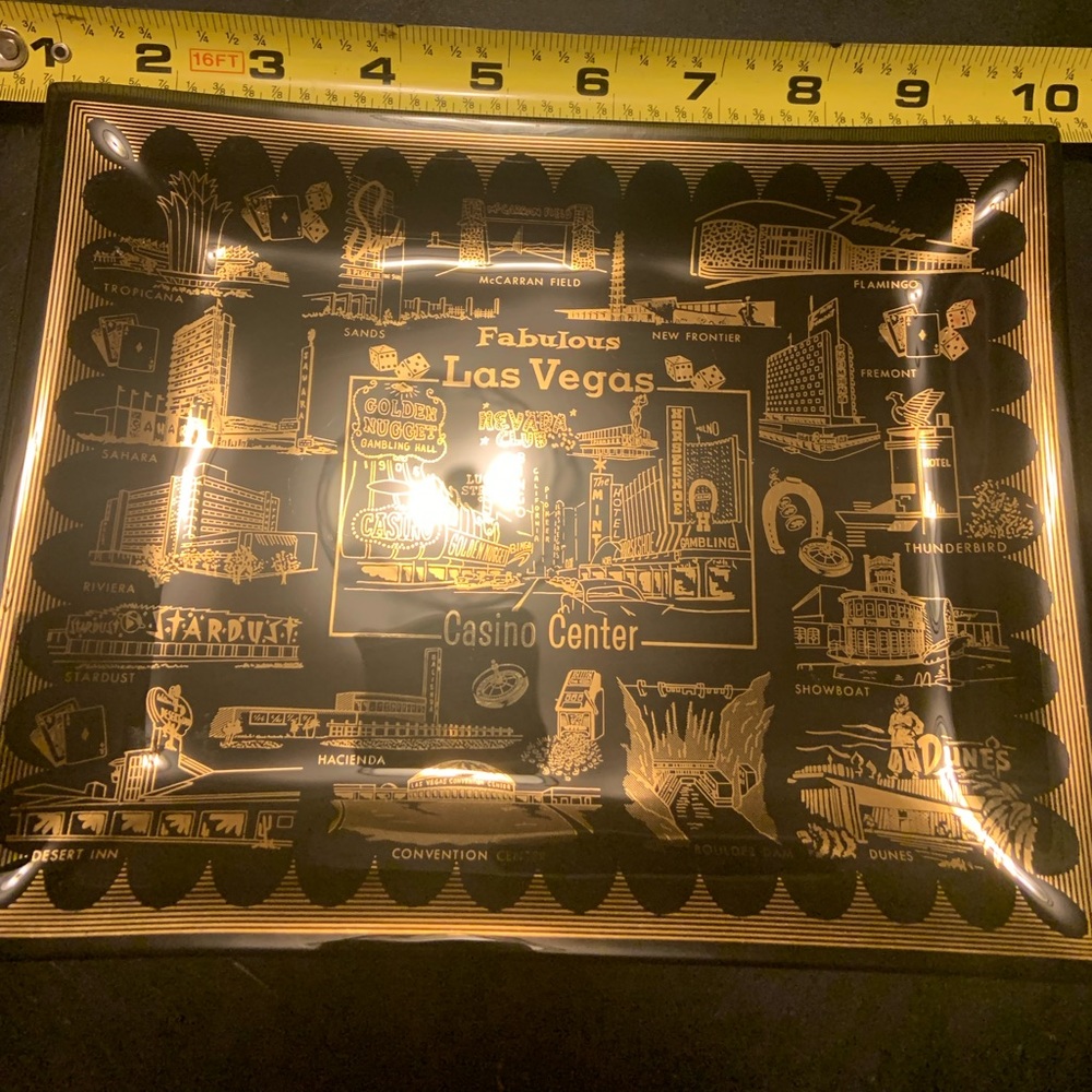 Collectible Las Vegas smoke glass tray - mid 60’s